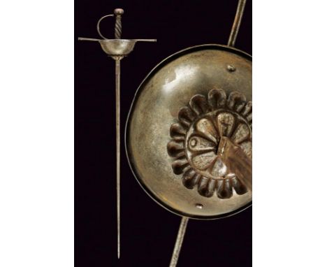 dating: 18th Century provenance: Spain, Straight, double-edged blade with double groove in the center, ricasso. Iron hilt, sm