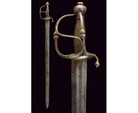 dating: 17th Century provenance: Germany, Wide, straight, double-edged blade with short, central fuller at the base, Passau W
