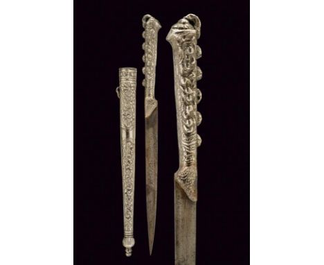 dating: first quarter of the 20th Century provenance: Turkey, Single-edged blade, engraved with a fish and symbols. Silver gr