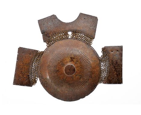 dating: circa 1500 provenance: Ottoman Empire, Made of iron. The central part of round shape and raised with a disk among ray