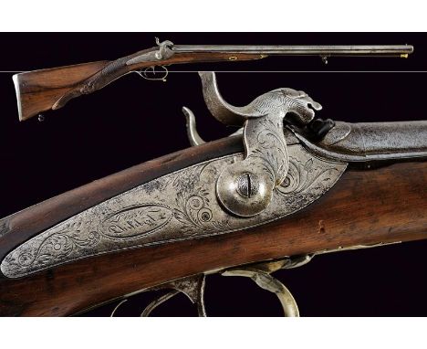 dating: Mid 19th Century provenance: St. Etienne, Smooth-bore, round, twisted, 17 mm cal. barrels, with rib and fore-sight, e