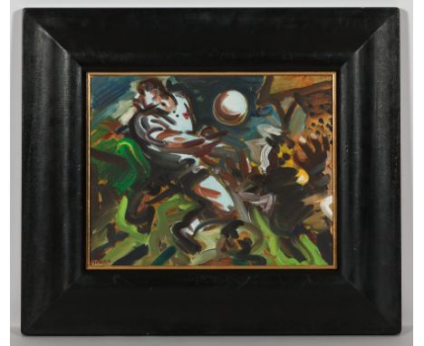 * PETER HOWSON OBE,
AUSTRIA 1998
oil on canvas, signed, titled verso
28cm x 36cm
Framed
Label verso: Flowers East Gallery, Lo