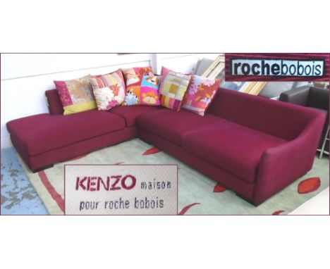 CORNER SOFA, by Roche Bobois, with Kenzo cushions, 237cm W x 290cm D x 70cm H.