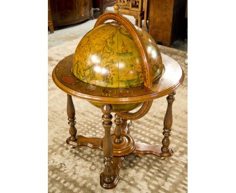 DRINKS CABINET, Terrestrial globe form with hinged top, 95cm x 73cm D.