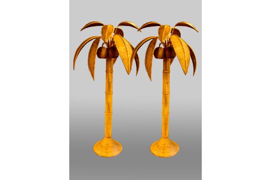 rattan palm tree floor lamp