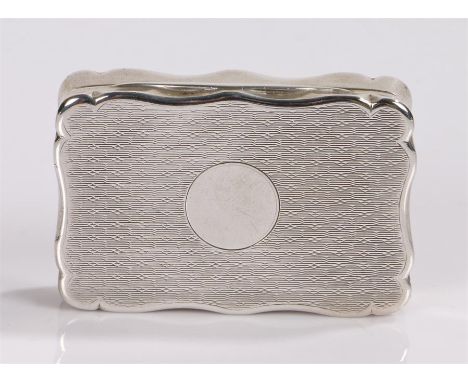 George V silver snuff box, Chester 1925, maker Colen Hewer Cheshire, the engine turned exterior with blank circular cartouche