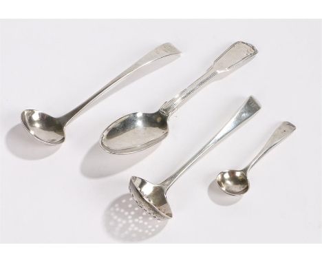 George III silver sifter spoon, London 1791, maker George Smith & William Fearn, the handle monogrammed WV, George III silver