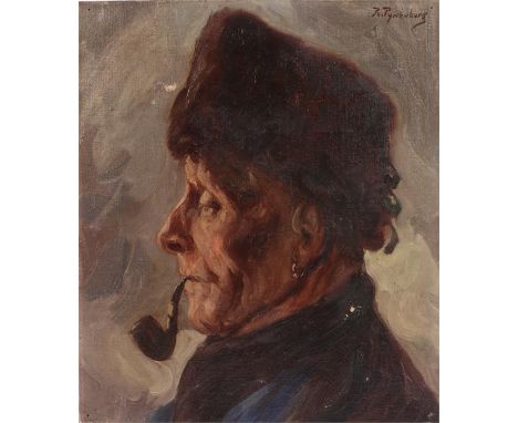 Reinier Marinus PYNENBURG (1884-1968) profile portrait of a gentleman smoking a pipe, signed oil on canvas 30cm x 35cm