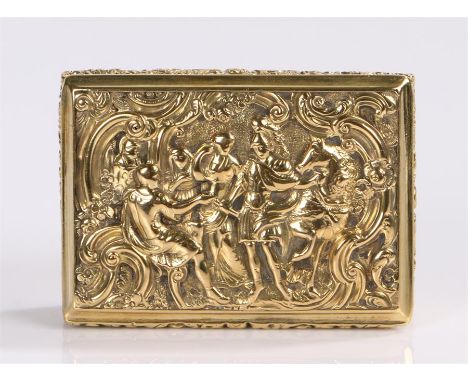 George IV silver gilt snuff box, Birmingham 1827, maker Thomas Shaw, the hinged lid decorated with a scene depicting classica