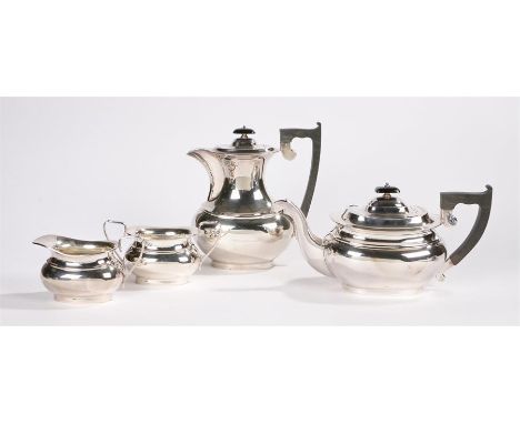 Elizabeth II silver four piece tea set, Sheffield 1961, maker Emile Viner, consisting of teapot, hot water jug, milk jug and 