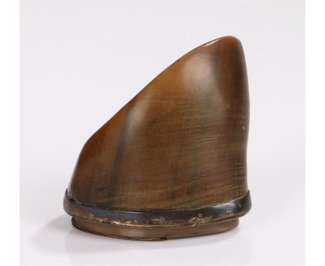 19th century horn and brass mounted snuff box, 7.5cm high