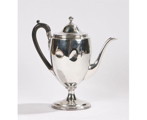 George III silver coffee pot, London 1795, maker Paul Storr, domed cover with orb finial and flush hinge, wooden scroll cappe