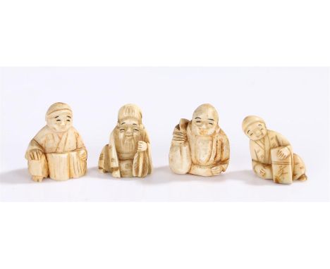 Collection of early 20th Century Japanese netsuke, to include seated figures and sages, (4)
