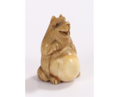 Japanese Meiji period ivory netsuke, carved as an animal with a bulbous stomach, signed to the base, 3cm high