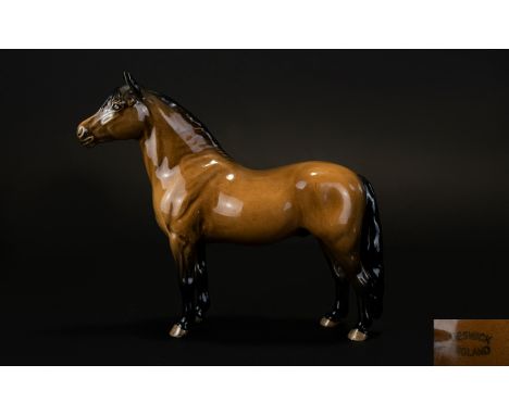 Beswick Pony Figure ' Dartmoor Pony ' Jentyle / Warlord, Bay / Gloss. Model No 1642, Designer A. Gredington. 6.25 Inches High