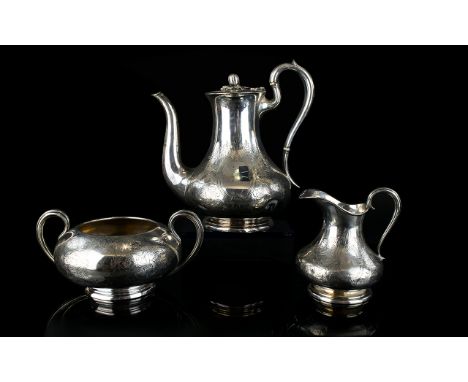 Elkington & Co Late 19th Century Silver Plated 3 Piece Tea Service, with Full Elkington Marks to Underside. Teapot - 9.25 Inc