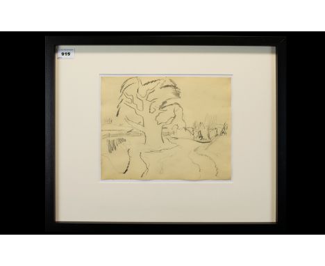 Rowland Suddaby ( 1912 - 1973 ) Landscape with Tree, Pencil 9 x 11.25 Inches. From a Sketch Book. Provenance - Purchased From