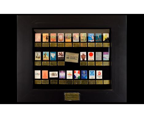 Olympic Interest Framed Collectors Poster Pins By The Olympic Museum Enamel pins displaying the official posters for all 28 O
