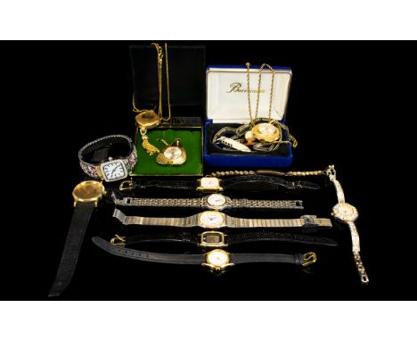 A Mixed Collection Of Vintage Dress Watches Approx 11 items in total to include reproduction crystal set art deco style ladie