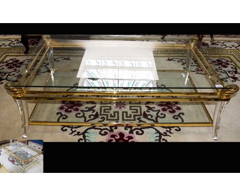 Good Quality Glass Coffee Table with gilt frame and glass under shelf.