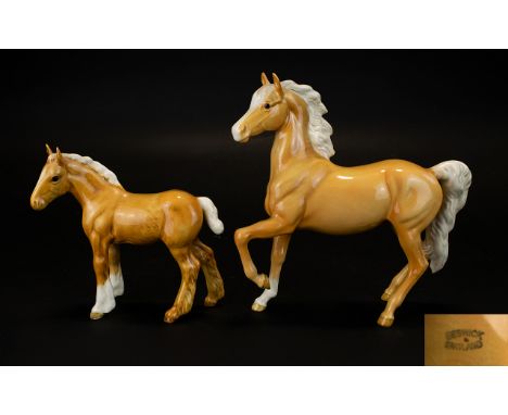 Beswick Horse Figures ( 2 ) In Total. Comprises 1/ Palomino Prancing Arab Type, First Version. Model No 1261. Issued 1952 - U