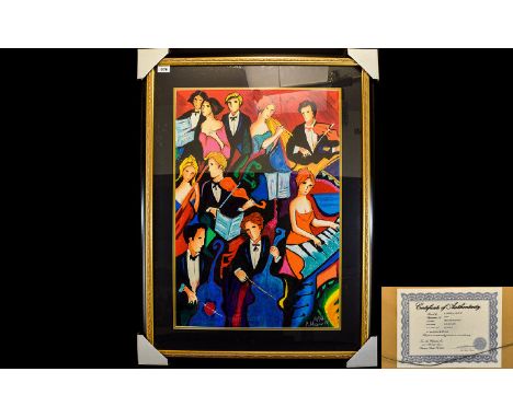 Phillip Maxwell 1964 - Ltd and Numbered Edition Artist Signed Serigraph on Canvas Titled ' The Orchestra ' Numbered and Hand 