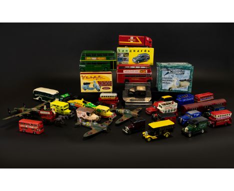 A Large Collection of Model Cars And Retro Vans Comprehensive collection, most unboxed, to include several London buses, Matc