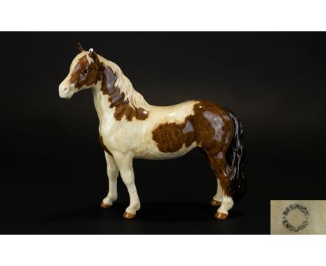 Beswick Pony FIgure ' Pinto Pony ' First Version. Skewbald - Brown and White. Model No 1373. Designer A. Gredington. Issued 1