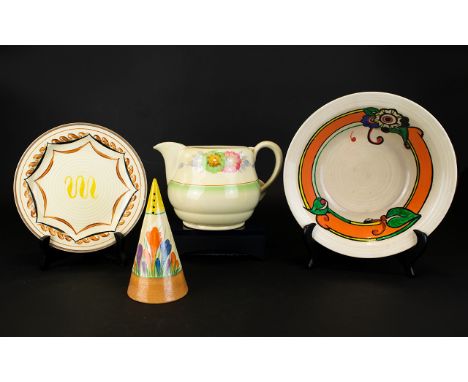 A Collection Of Clarice Cliff Ceramics Four items in total, each dating from the 1930's to include, Autumn Crocus conical sug