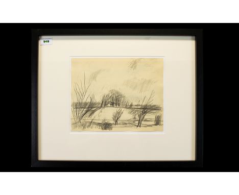 Rowland Suddaby ( 1912 - 1973 ) Landscape - Pencil. 9 x 11.25 Inches. From a Sketch Book. Provenance - Purchased From The Art