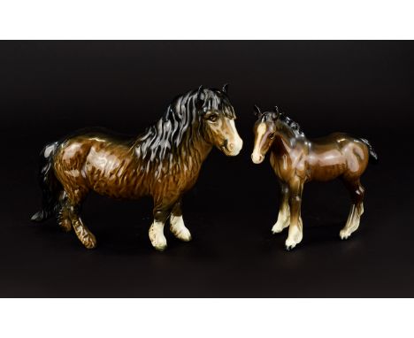 Beswick Horse Figures ( 2 ) In Total. Comprises 1/ Shetland Pony, Model No 1033. Designer A. Gredington. Height 5.75 Inches. 