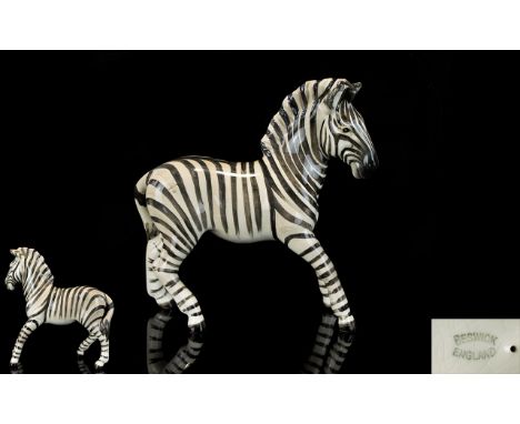 Beswick Wild Animal Figure ' Zebra ' 2nd Version. Model No 845B. Designer A. Gredington. Issued Unknown - 1969 Retired. Heigh