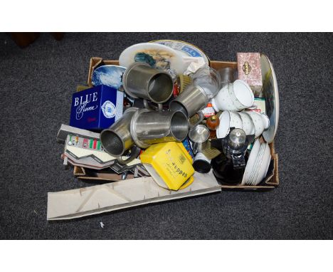 A Large Collection Of Mixed Pewter Ceramic Glass And Collectibles To include vintage Schweppes jug, several pewter tankards, 