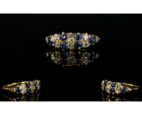 Antique Period 18ct Gold Nice Quality Sapphire and Diamond Set Ladies Dress Ring both sapphires and diamonds of good colour a