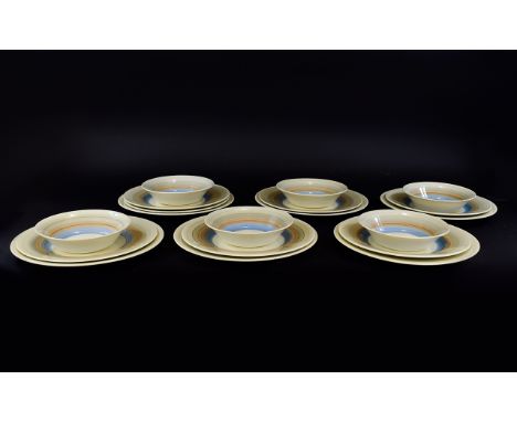 Susie Cooper Crown Works Burslem Ceramic Serveware A collection of nineteen items to include six bowls, seven side plates and