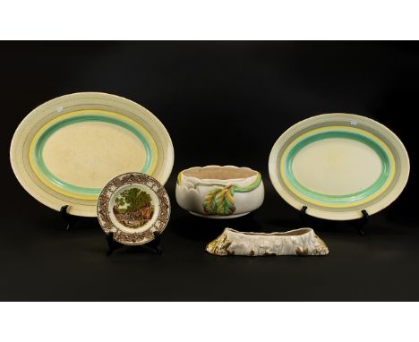 A Collection Of Clarice Cliff And Susie Cooper Ceramics Five items in total to include, two large Susie Cooper oval chargers 