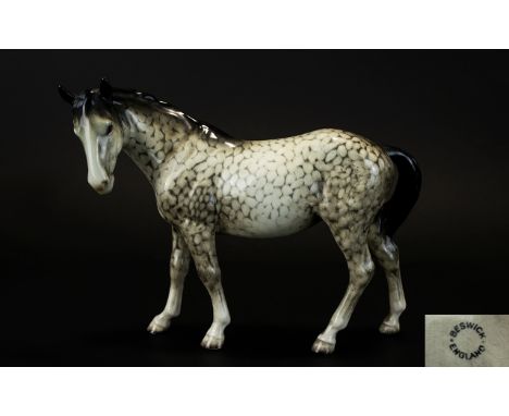 Beswick Horse Figure ' Mare ' Facing Left. Model No 976. Rocking Horse Grey ( Colour ) Issued 1942 - 1962. Height 6.75 Inches