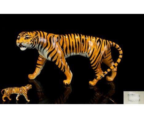 Beswick - Wild Animal Figure ' Tigress ' Tan and Black Stripes. Model No 1486. Designer Colin Melbourne. Issued 1957 - 1975. 