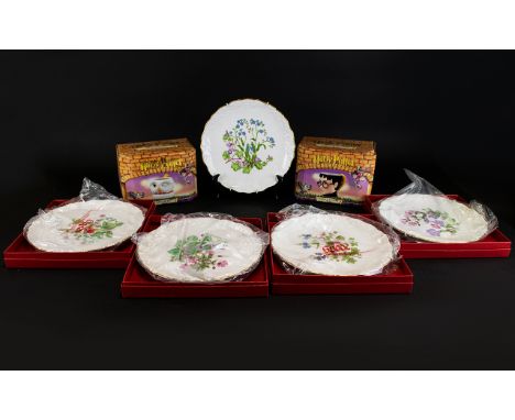 A Collection Of Spode Wildlife Series Cabinet Plates 5 In Total To Include Cowslip And Scarlet Pimpernel,           Germander