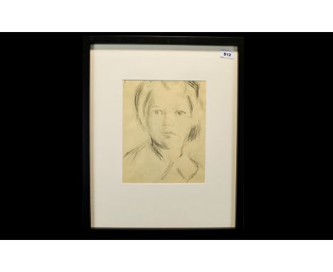 Rowland Suddaby ( 1912 - 1973 ) Portrait Drawing of a Woman. Pencil, 10.5/8 x 8.5 Inches. From a Sketch Book. Provenance - Pu