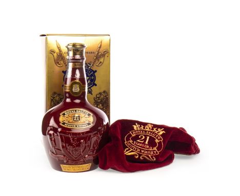 ROYAL SALUTE AGED 21 YEARS - RUBY FLAGON Blended Scotch Whisky 70cl, 40% volume, ceramic flagon in box.