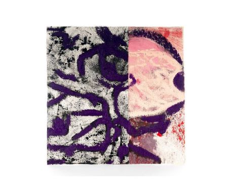 DAVID IAIN BROWN, A CROSSROAD EMERGES acrylic, oil, oil bar and collage on card album cover, signed31cm x 31cmEmerging artist