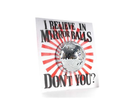 DR D. (AKA SUBVERTISER), MIRROR BALLS spray paint and mixed media 3D on card album cover, signed inside31cm x 31cm Dr.D. AKA 