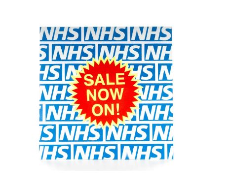 K-GUY, NHS - SALE NOW ON spray paint and stencil on card album cover, signed31cm x 31cm K-Guy is a visual artist who lives an