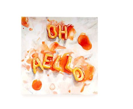 JIMMER WILLMOTT, OH HELLO acrylic on card album cover, signed31cm x 31cmBristol artist Jimmer Wilmott is tipped by Bristol ar