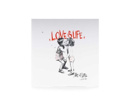CAROLINA ADAN CARO, LOVE IS LIFE watercolour and watercolour pencil on card album cover, signed31cm x 31cmCarolina Adán Caro 