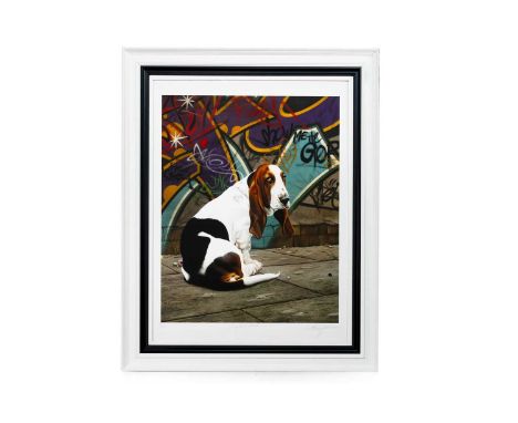 PAUL JAMES, DOG END STREET limited edition giclee print on paper, signed and numbered 9/125, framed and under glassoverall si