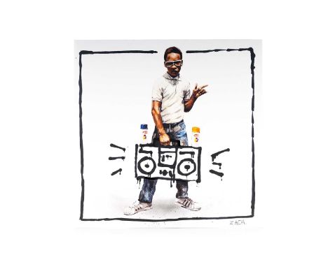 ERNEST ZACHAREVIC, LIL CRAZY LEGS Inspired by Martha Coopers 1983 Photograph)giclee print and emulsion marker on card album c