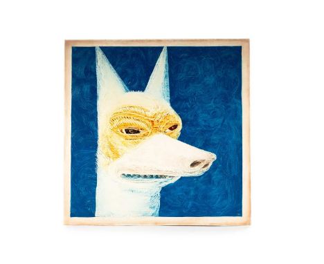 STEWART SWAN, WATCHDOG oil on card album cover, signed31cm x 31cmStewart Swan is a Glasgow-based visual artist and designer. 