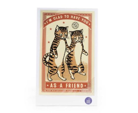 RAVI ZUPA, A FRIEND three colour screen print, created in 2020, signed28cm x 43cmRavi Zupa considers books the best way to ex